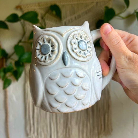 Adorable Reactive Glaze White Owl Mug 🦉 | Cottagecore Coffee Cup | Boho Kitchen - Picture 1 of 8